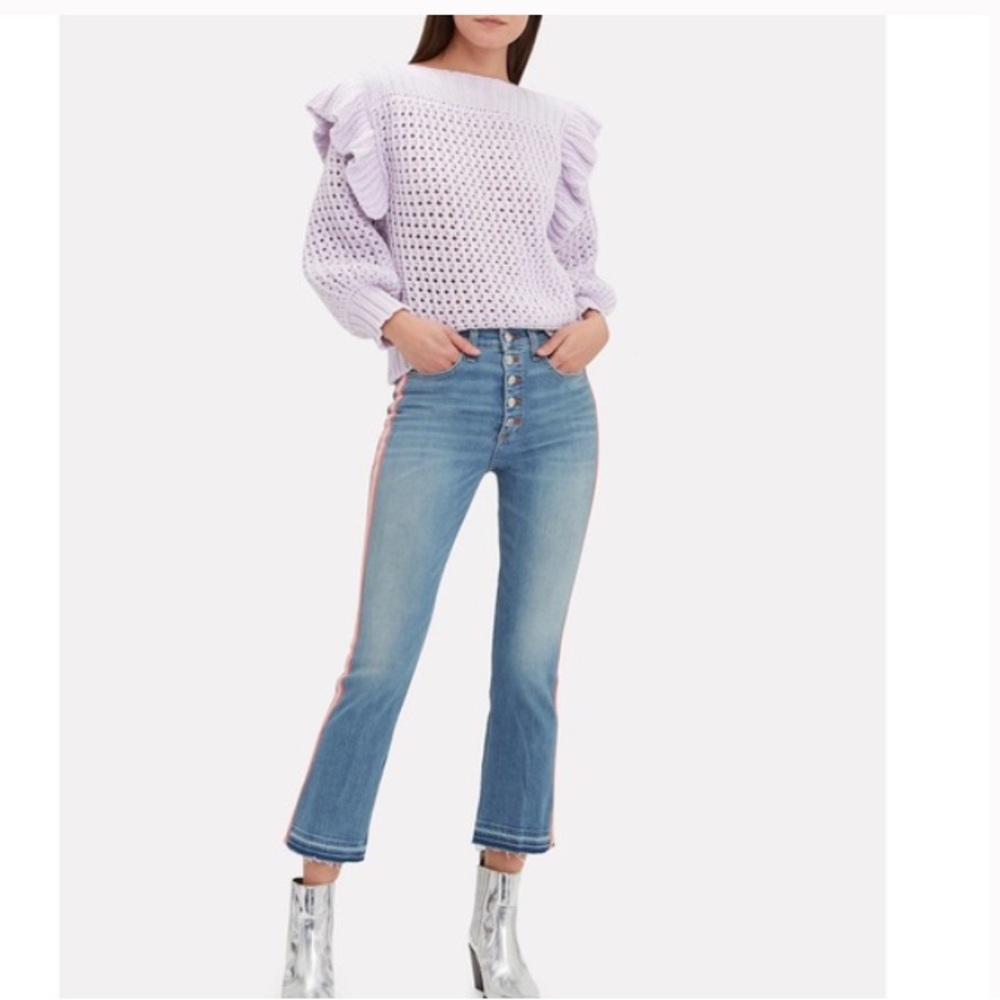 💙 Veronica Beard Carolyn 10” Baby Boot Pink Stripe Jeans - Picture 1 of 14